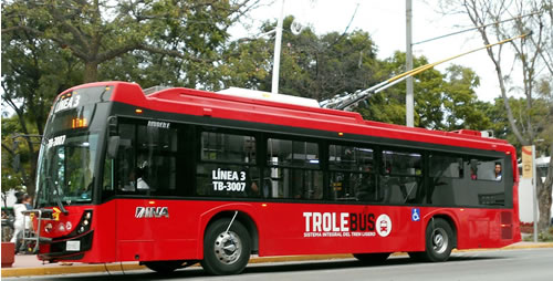 Autobús tipo trolebús para sistema BRT marca DINA Ridder E.